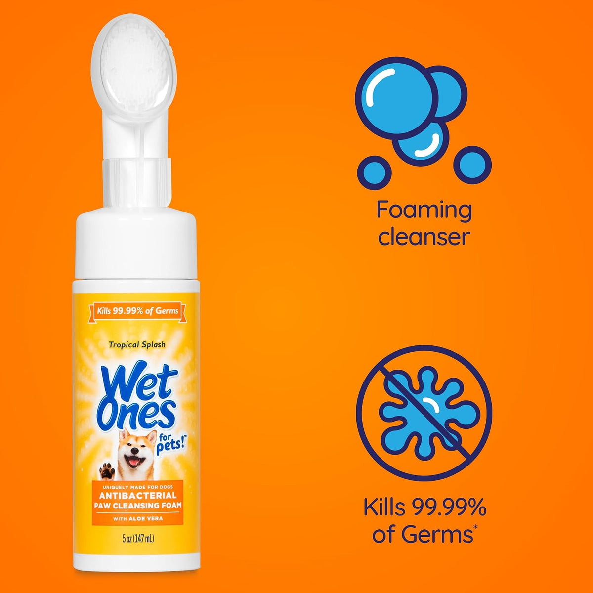 Wet Ones for Pets Foam Dog Paw Cleaner, Tropical Splash Scent, 5 Oz