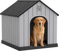 Fancyango Large Dog House Outdoor Indoor for Medium Large Dogs, Durable Plastic Waterproof Doghouse with Air Vents and Elevated Floor, Easy Clean and Assemble (Black, 36.2''L×38''W×38''H)