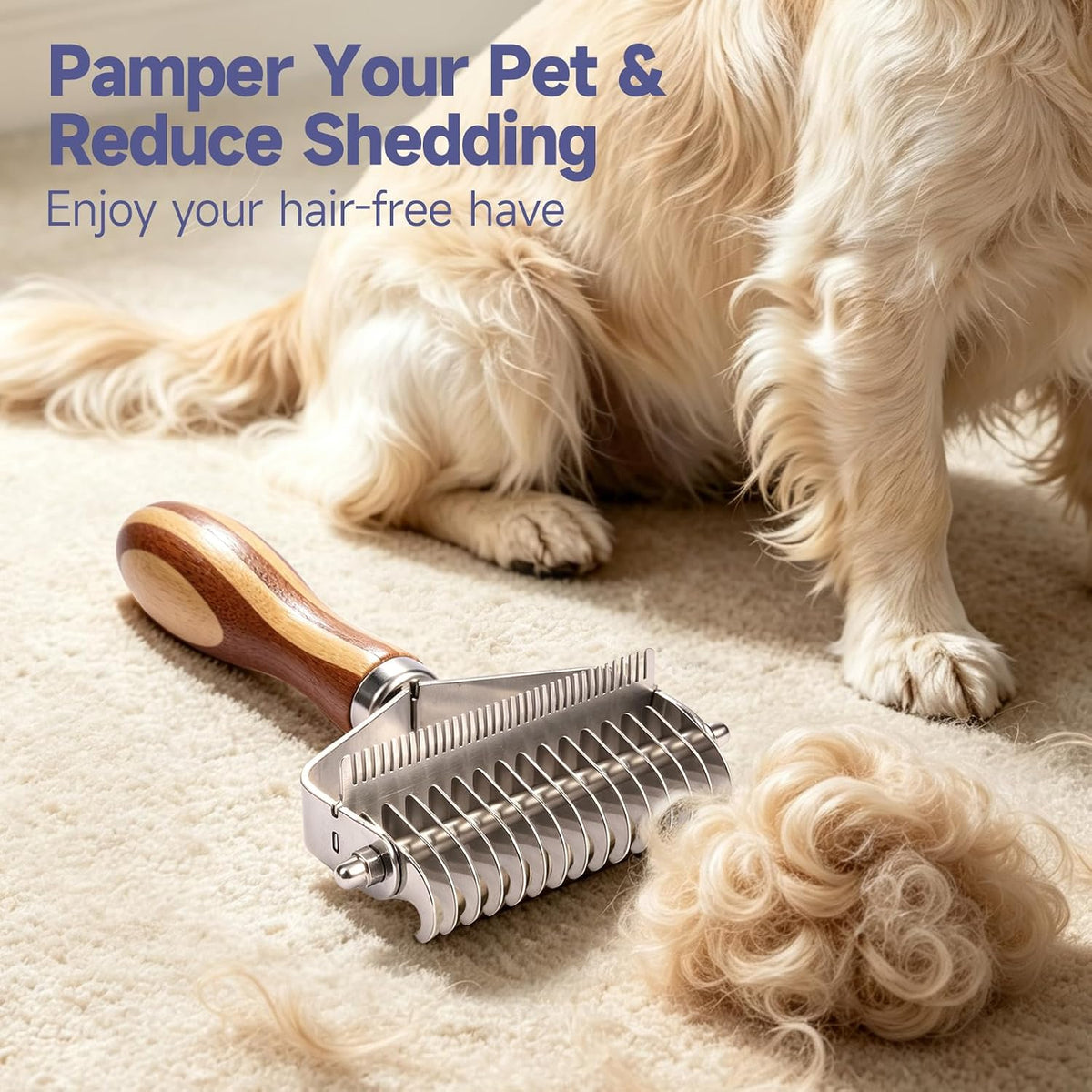 Dog Brush for Shedding & Dematting, Undercoat Rake for Long & Short Hair