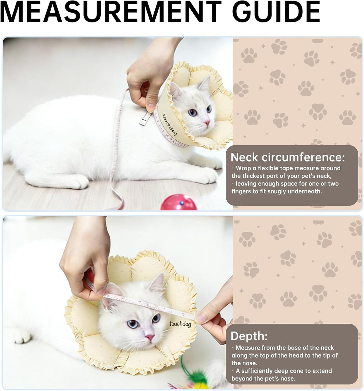 Touchdog Soft Cat Cone Collar, Waterproof Recovery Collar for Cats After Surgery, Lightweight Elizabethan Collar for Kittens, Small to Large (Yellow, M)