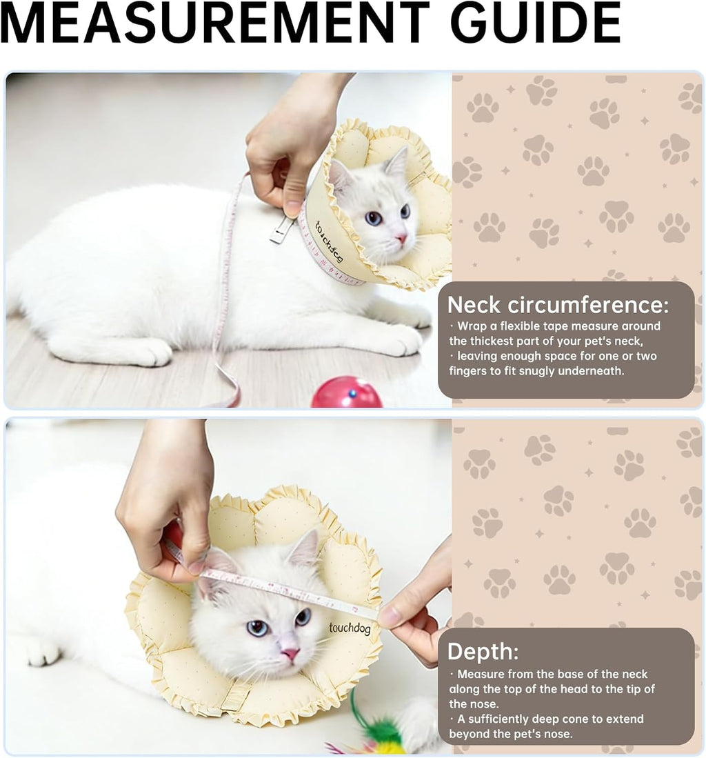 Touchdog Soft Cat Cone Collar, Waterproof Recovery Collar for Cats After Surgery, Lightweight Elizabethan Collar for Kittens, Small to Large (Yellow, S)