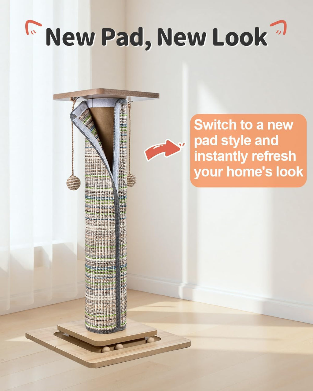 Odoland Cat Scratching Post Replace Mat Natural Sisal Scratcher Pad