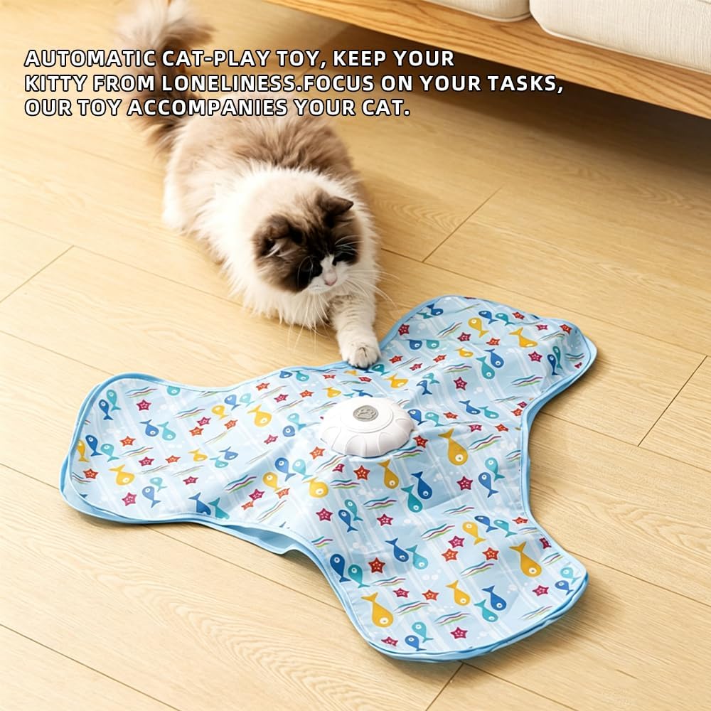 Interactive Cat Toy for Indoor Cats - Rechargeable Automatic Feather Wand with Motion Sensor, 3 Play Modes, Squeaky Mouse Sound, Hide & Seek Exercise Toy for Bored Kittens & Adult Cats (Triangle)
