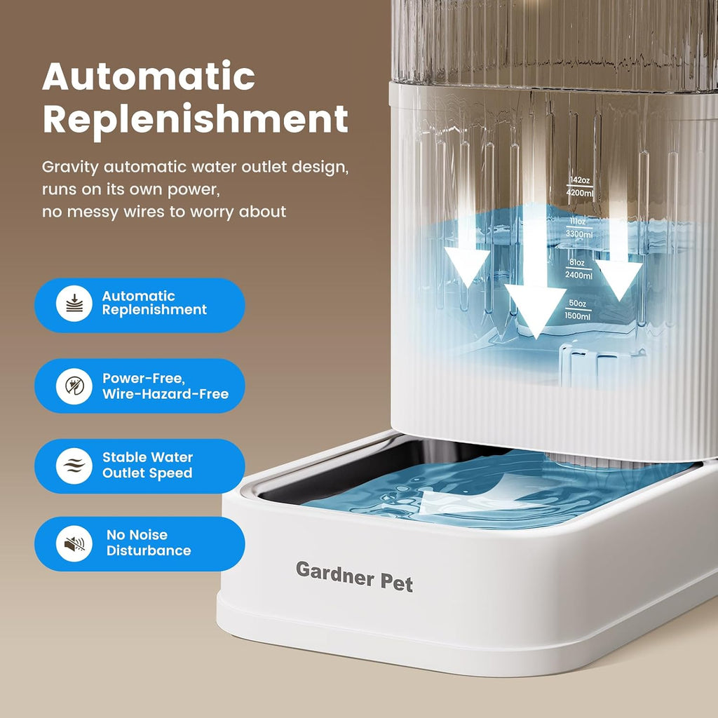 1.7 Gallon Automatic Dog Water Dispenser with Stainless Steel Bowl