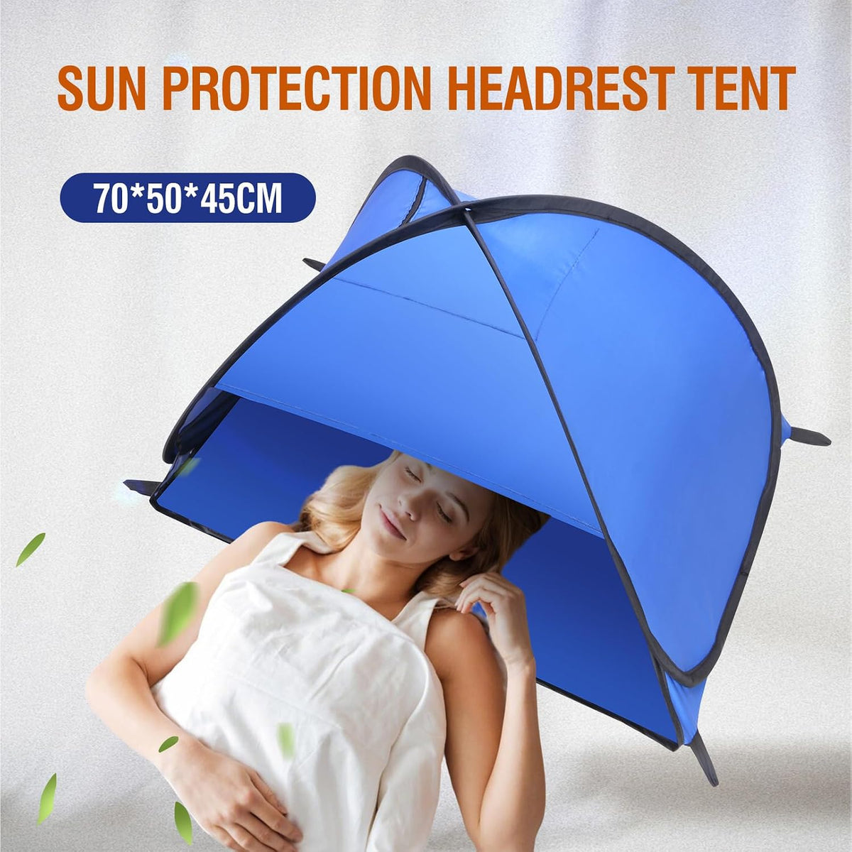 Beach Sun Shelters, Instant Sun Shade Canopy Head PopUp Canopy Automatic Shade Tent for Camping, Portable Windproof Waterproof with Mobile Phone Stand with Tent Nails, with Breathable Mesh, 70cm