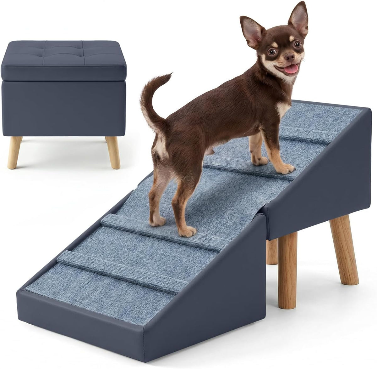 15.7" H Dog Ramp for Couch, 18.5" Extra Wide Pet Steps & Ottoman