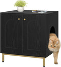 Hzuaneri Cat Litter Box Enclosure, Hidden Litter Box Furniture, Sisal Mat | Wooden Indoor Cat Cabinet, Modern Cat Washroom, Side End Table, for Living Room, Bedroom, Black CB81204G