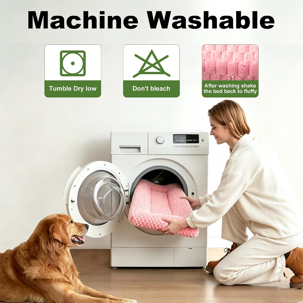 Dog Bed Mat – Soft & Comfortable Dog Kennel Pad for Crate – Durable Crate Bed & Mat for Dogs & Cats – Ideal for Crate, Kennel, and Home Use，Pink：XL(42"*28"*1.5")