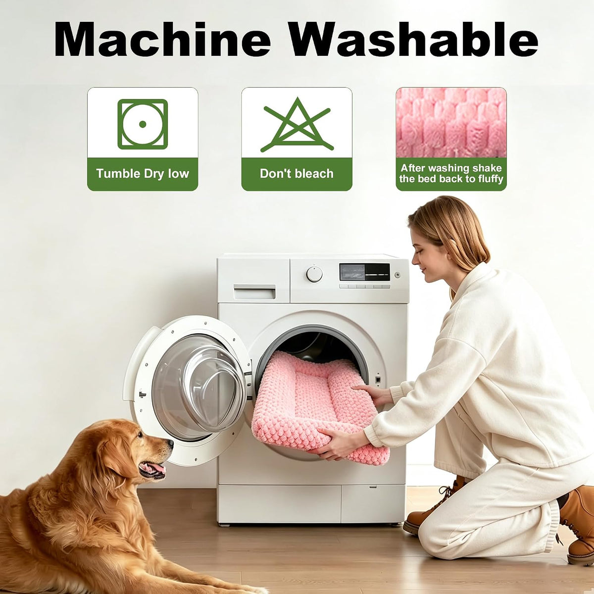 Dog Bed Mat – Soft & Comfortable Dog Kennel Pad for Crate – Durable Crate Bed & Mat for Dogs & Cats – Ideal for Crate, Kennel, and Home Use，Pink：XL(42"*28"*1.5")