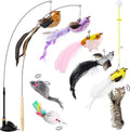 Soarer 3in1 Flying Bird Cat Wand Toys with Suction Cup for Indoor Cat,7Pcs