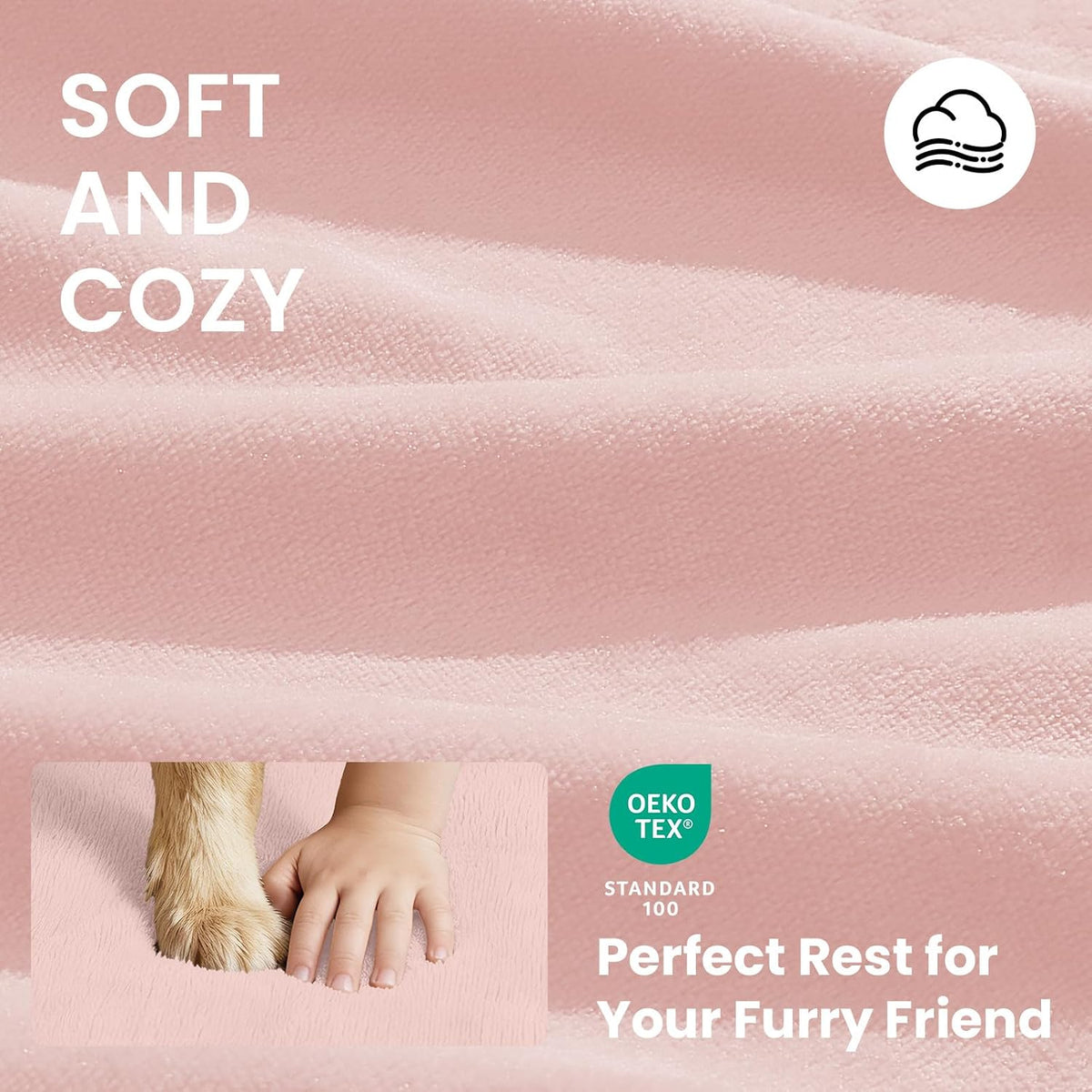 OhGeni Orthopedic Large Dog Bed, Reversible Memory Foam, 41 inch-XL(Pink)