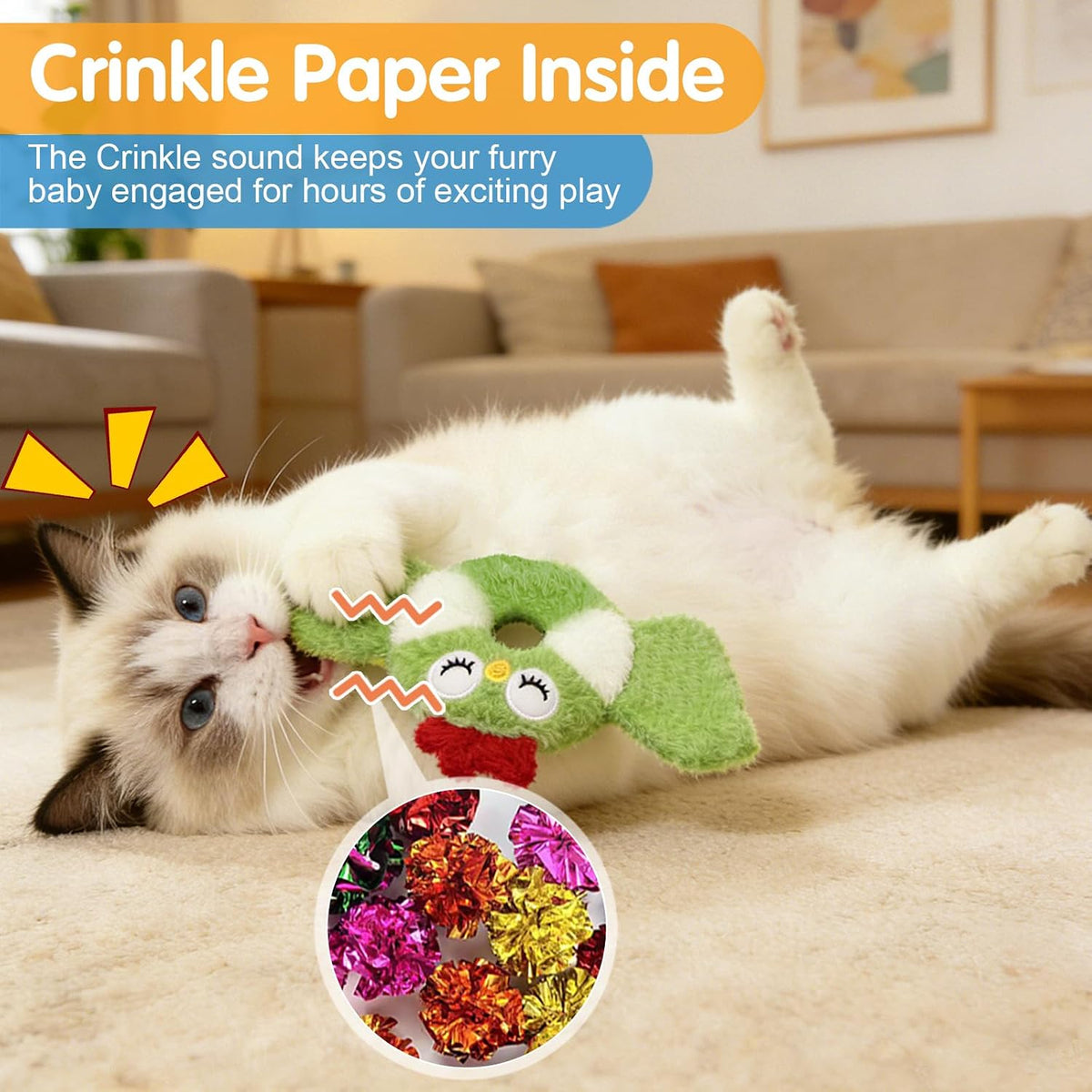 ETEKYER Catnip Toys Bird, Cat Toys for Indoor Cats, 3 Pack, 8.66 Inches | Crinkle Sound, Interactive Fun, Soft and Durable, Safe Kitten Chew Kitty Kicker Teeth Cleaning