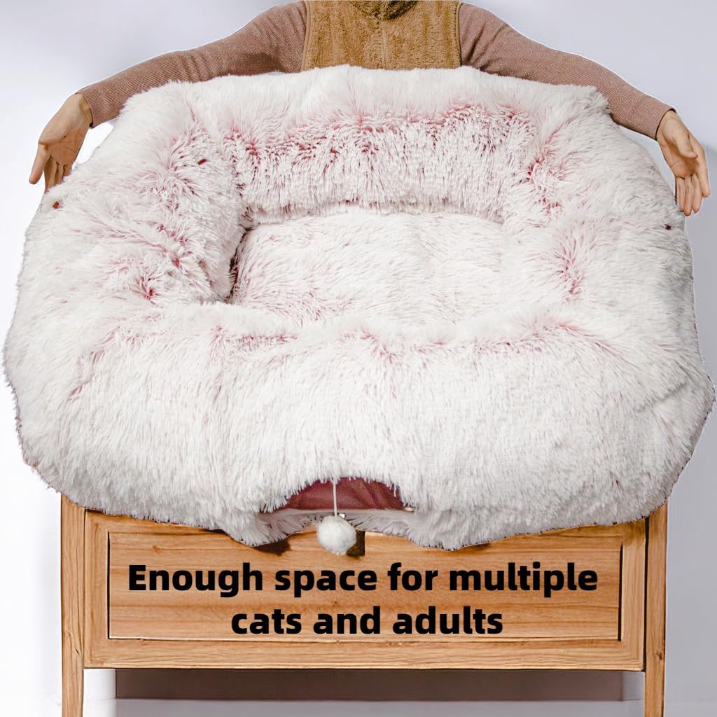 XxingSheep Extra Large Cat Tunnel Bed Plush Cat Cave for Indoor Cats