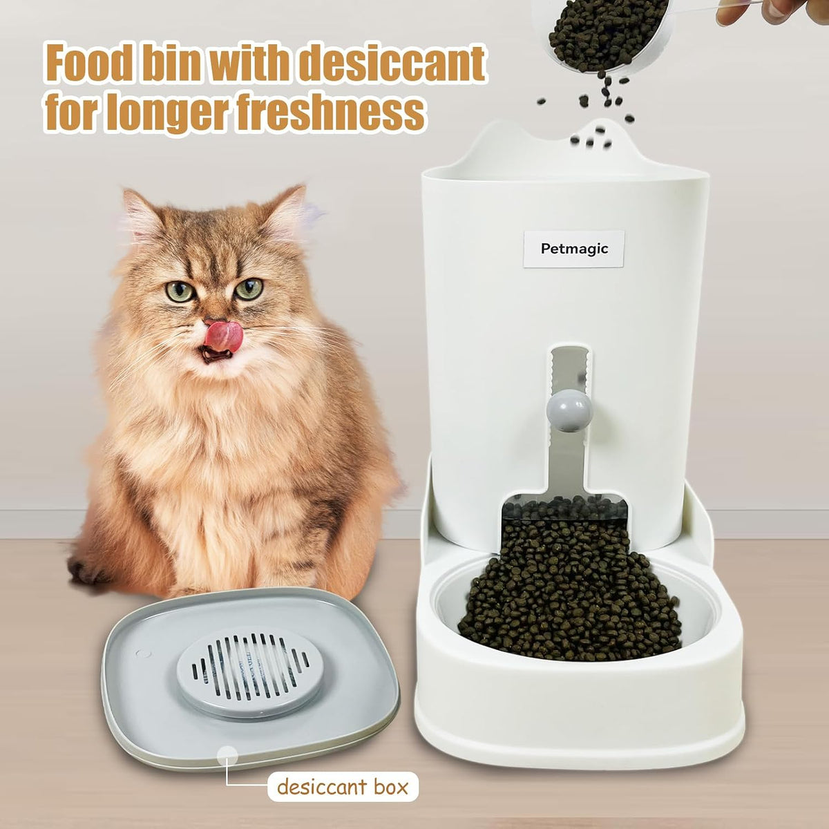 Gravity Cat Feeder By Petmagic,Cat Food and Water Bowl Set.