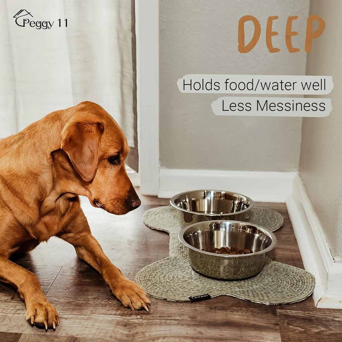 Deep Stainless Steel Anti-Slip Dog Bowls - 2-Pack, 8 Cups 