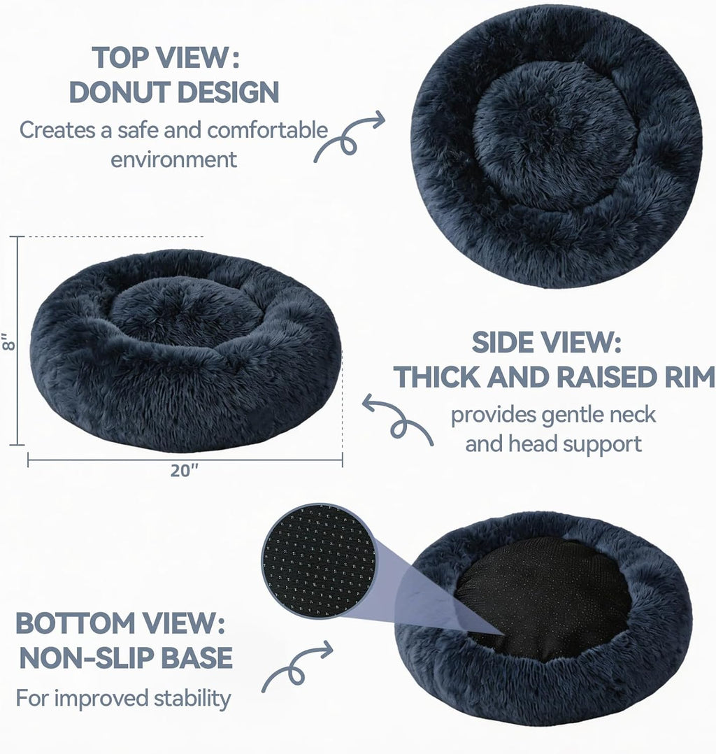 Medium Dog Bed, Washable Plush Donut Dog Bed, 28 Inch