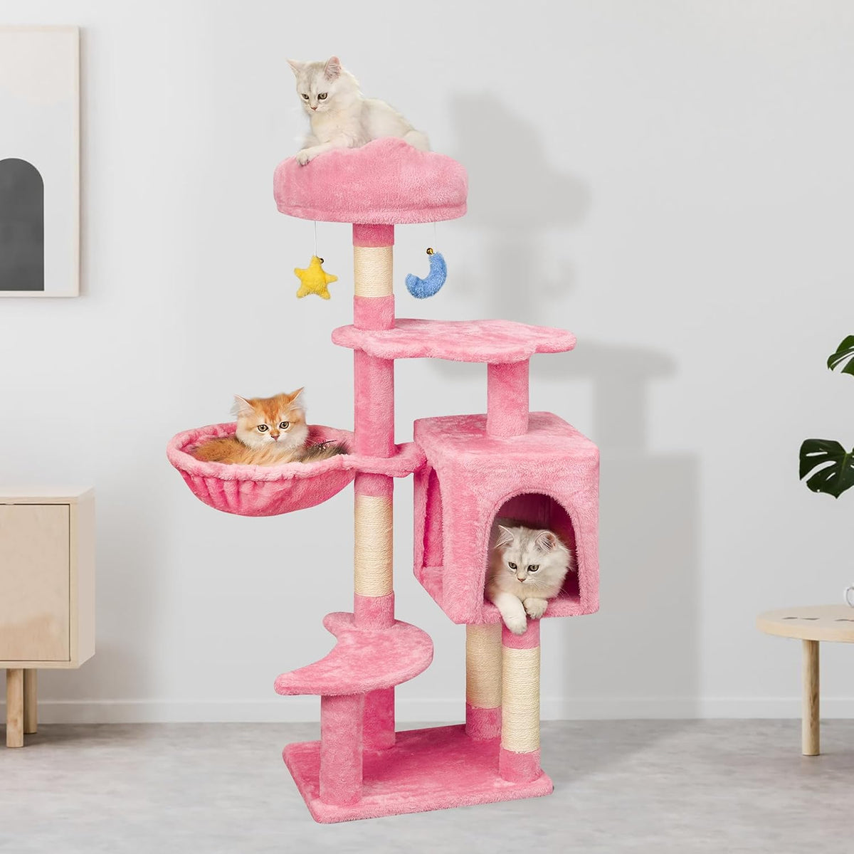 Meecal 43-Inch Small Cat Tree Cute for Kittens Under 6 Months 9lbs, Pink