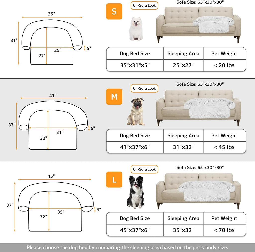 Calming Dog Bed Fluffy Plush Dog Mat for Furniture Protector with Removable Washable Cover for Large Medium Small Dogs and Cats (Medium, Light Grey)