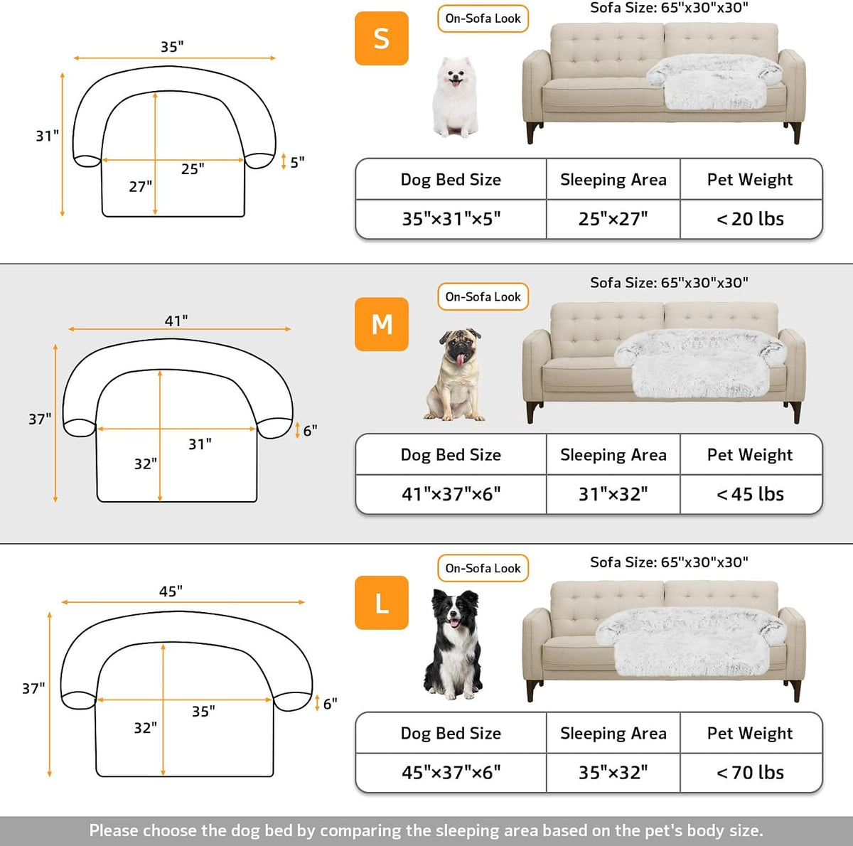 Calming Dog Bed Fluffy Plush Dog Mat for Furniture Protector with Removable Washable Cover for Large Medium Small Dogs and Cats (Medium, Light Grey)