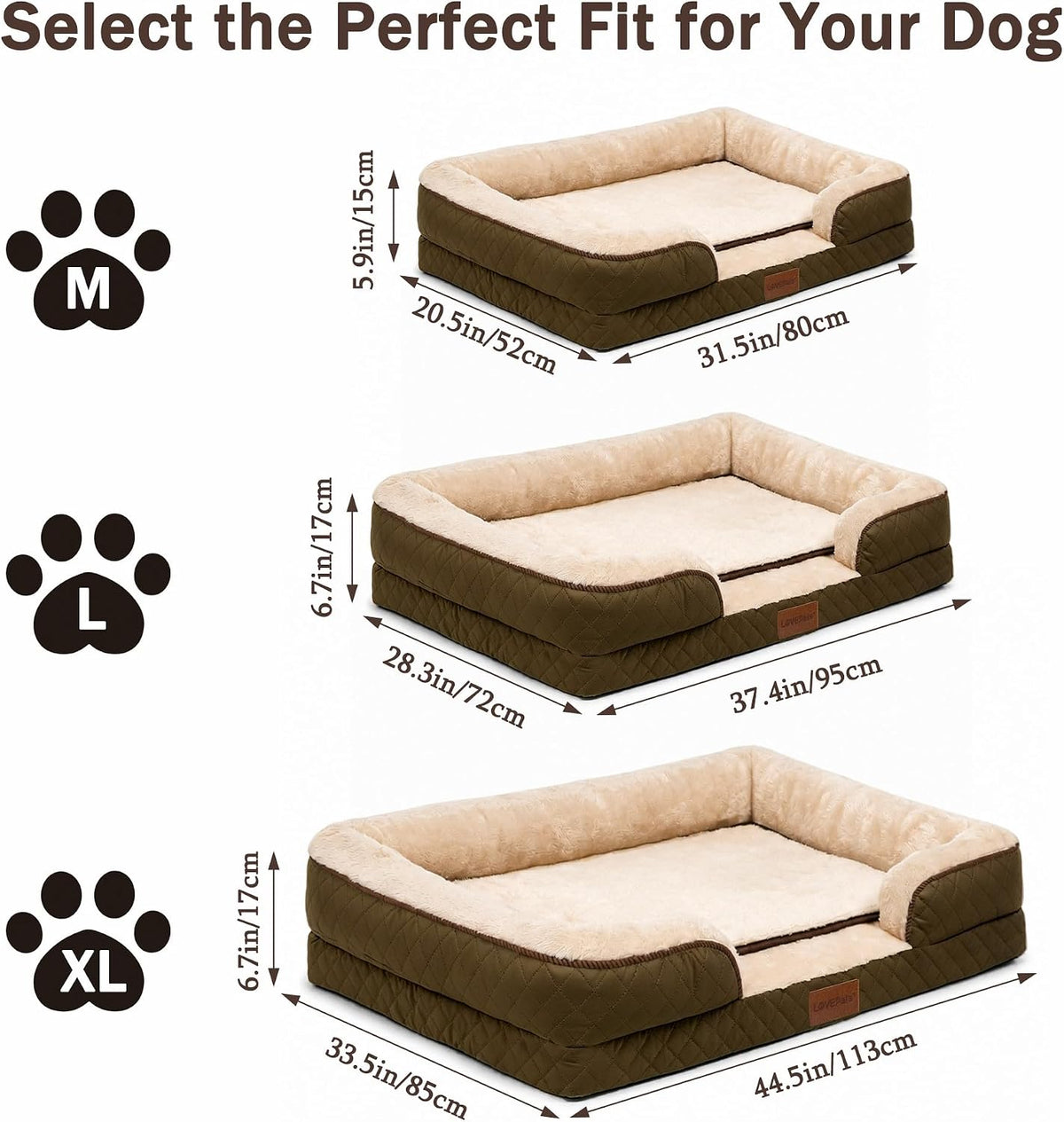 Dog Bed with Reusable Potty Pad - 44.5" x 33.5" x 6.7" Brown