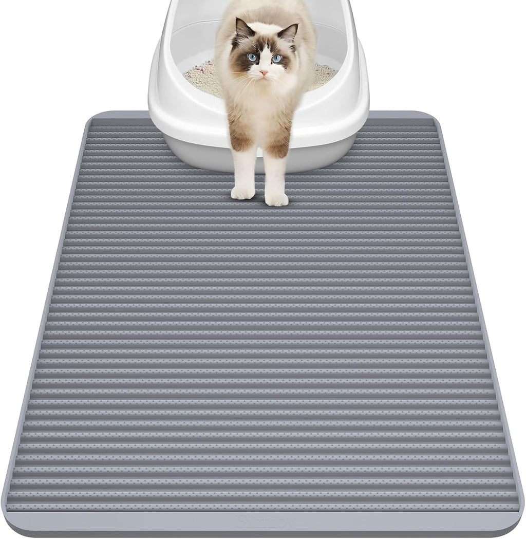 Filmicy Silicone Cat Litter Mat - 31' x 23' Waterproof Large Kitty Mat, Non-Slip, Durable, Easy Clean & Washable Cat Litter Tray Mat for Scatter Control