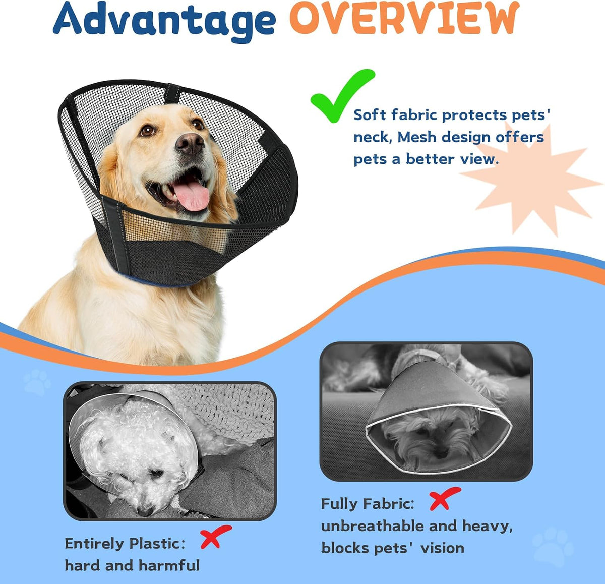 Dog Cone Collar Soft to Stop Licking Surgery Recovery Alternative