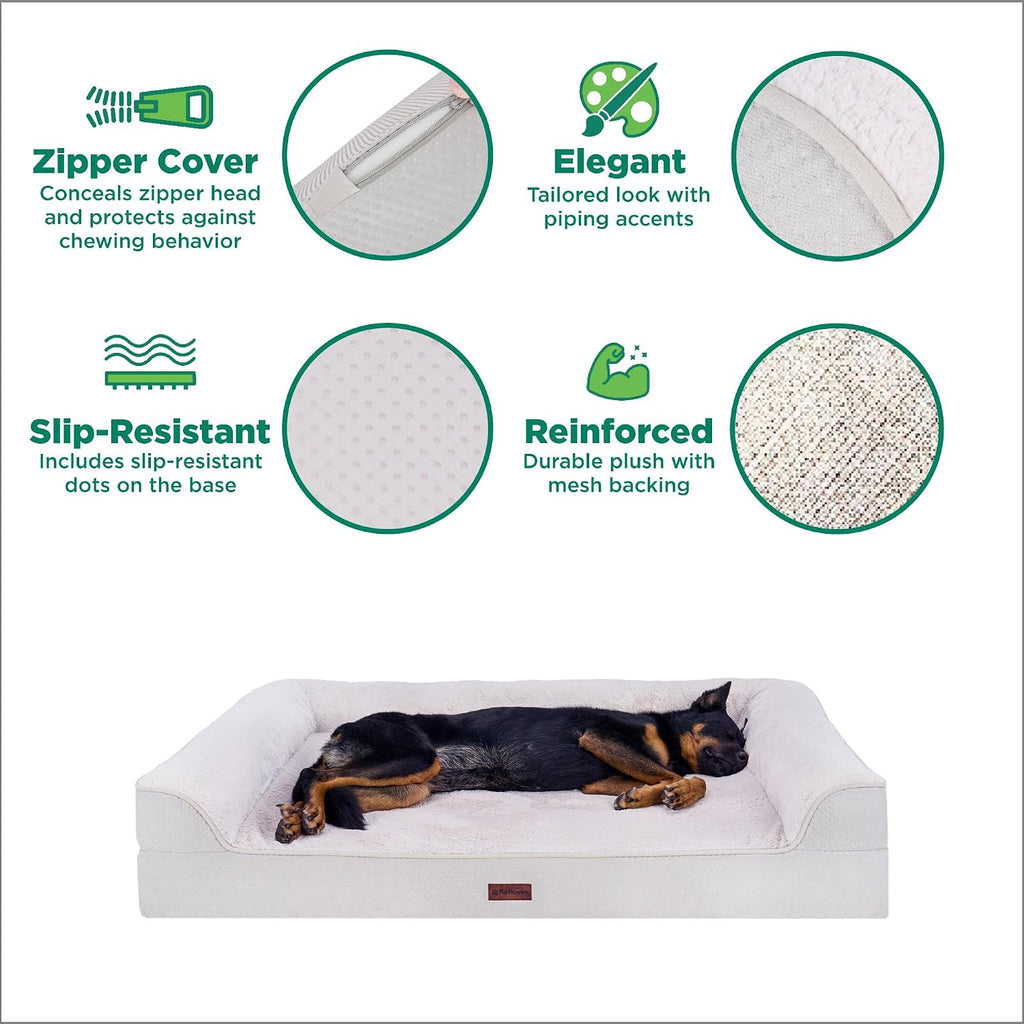 Furhaven Plush & Embossed Velvet Cooling Gel-Top Dreamer Sofa Pet Bed, Clay, Medium