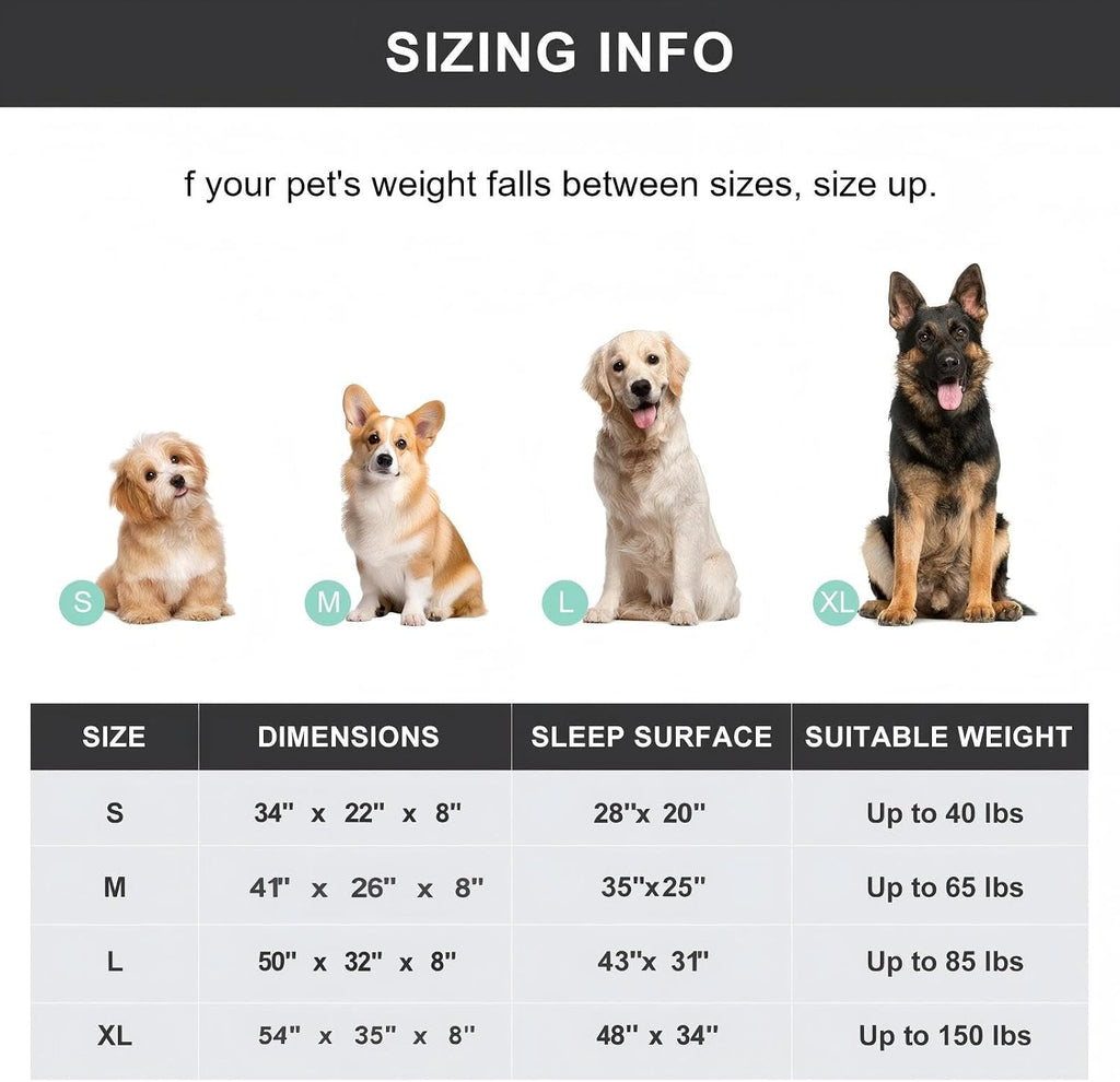 Cooling Elevated Dog Bed for Extra Large Dogs with Non-Slip Floor Protectors & Breathable Mesh, XL Raised Indoor & Outdoor Dog Cot Hammock, 54" L x 35" W x 8" Th, X-Large, Grey