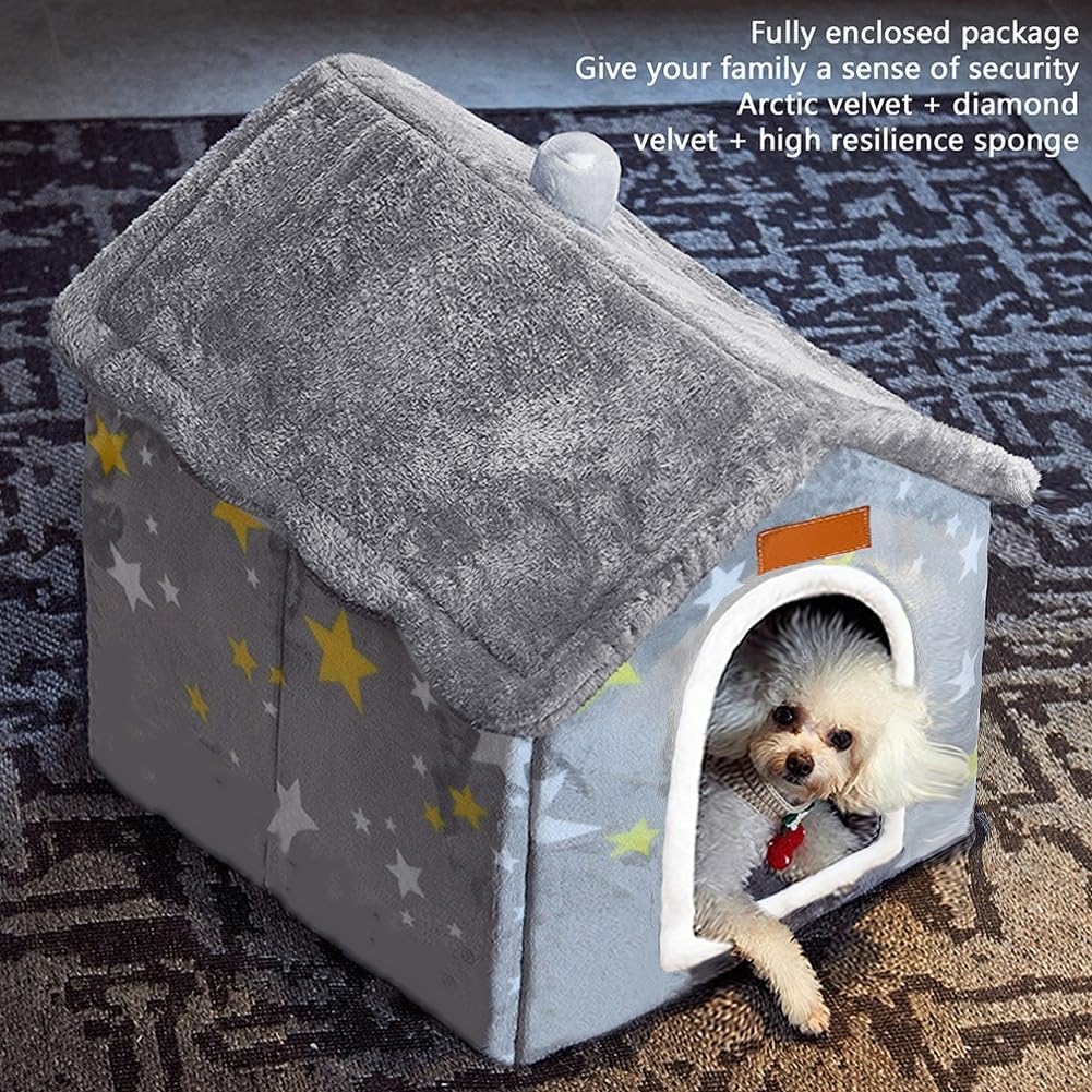BXEBUI Dog House Indoor Memory Sponge, Foldable Dog House Kennel Bed Mat with Cushion for Small Medium Large Dogs Cats, Winter Warm Cat Nest Puppy Cave Sofa Pet Products (XL)