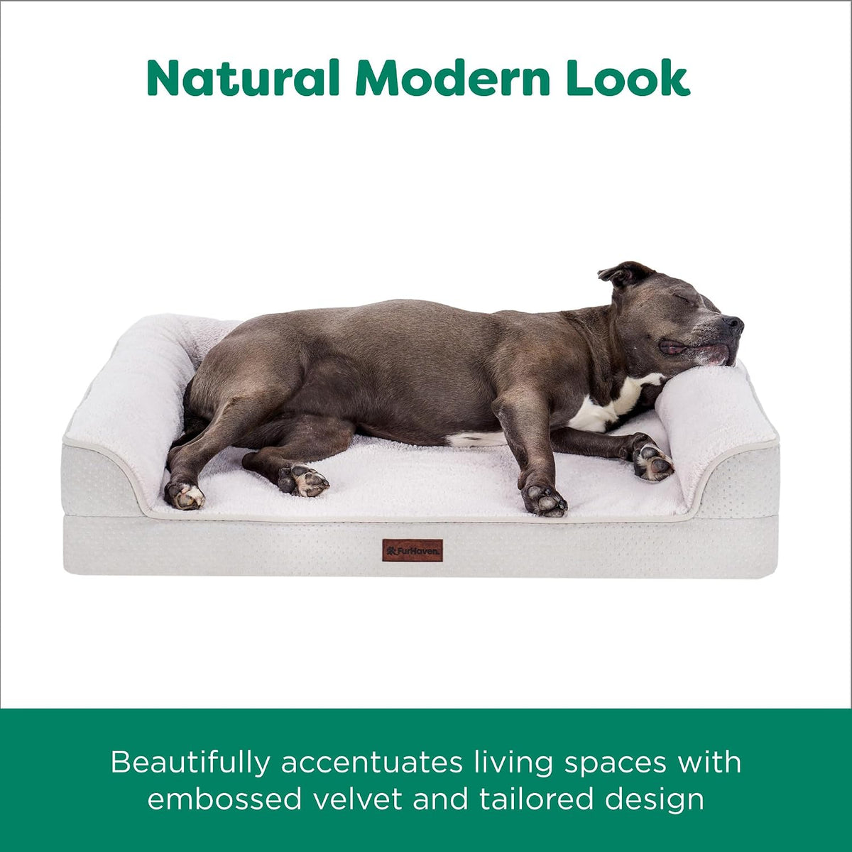 Furhaven Plush & Embossed Velvet Cooling Gel-Top Dreamer Sofa Pet Bed, Clay, Medium