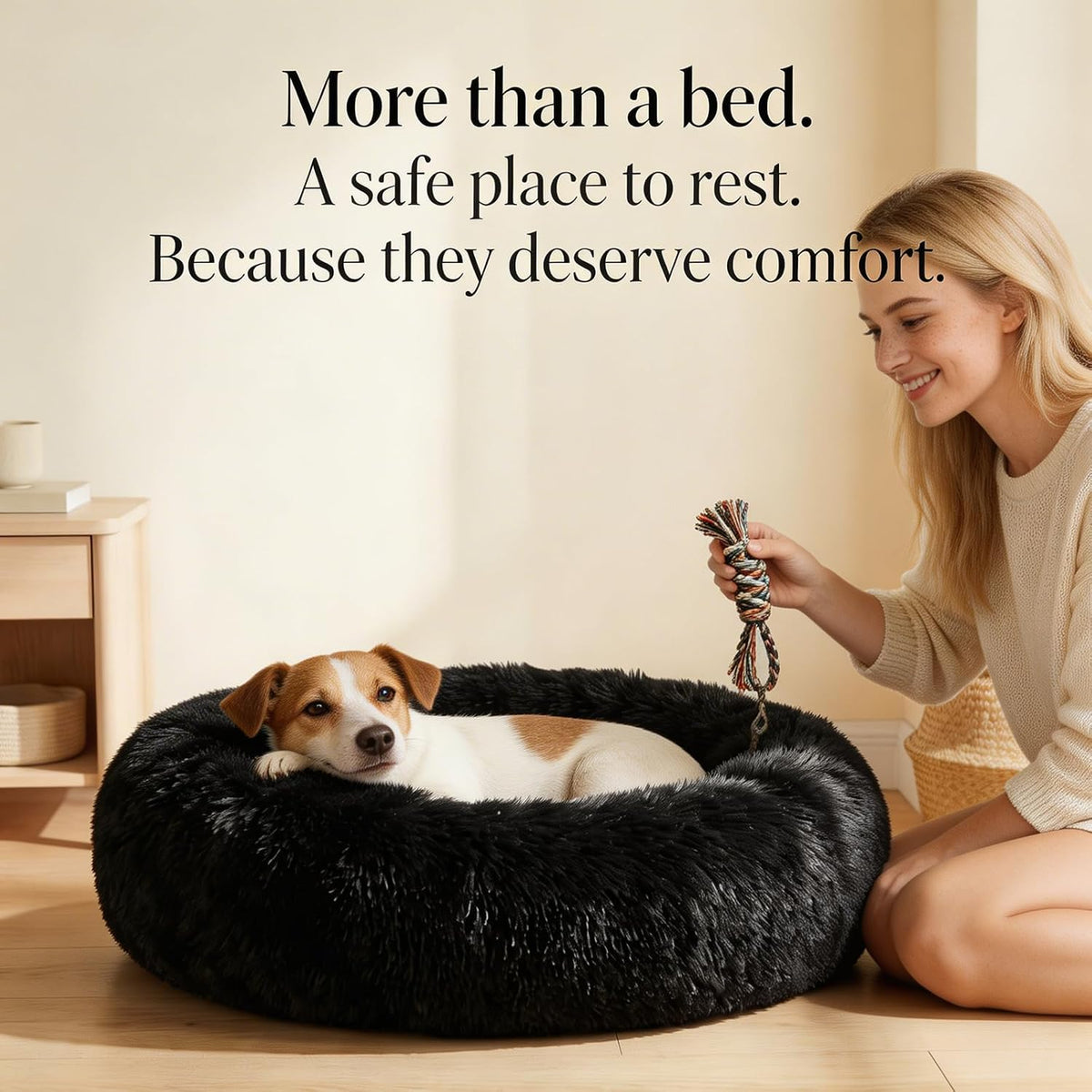nononfish Cozy Donut Dog Bed,Soft Calming Bed for Small Pets