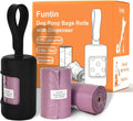 Funtin Dog Poop Bags, 60ct Extra Thick 1.8mil Unscented Waste Bag Rolls | Leak-proof, HDPE 18Mic Heavy-duty, 13”x9” Larger, Odor Blocking, Sturdy, Tear-resistant, Easy-open, Soft Silicone, Black