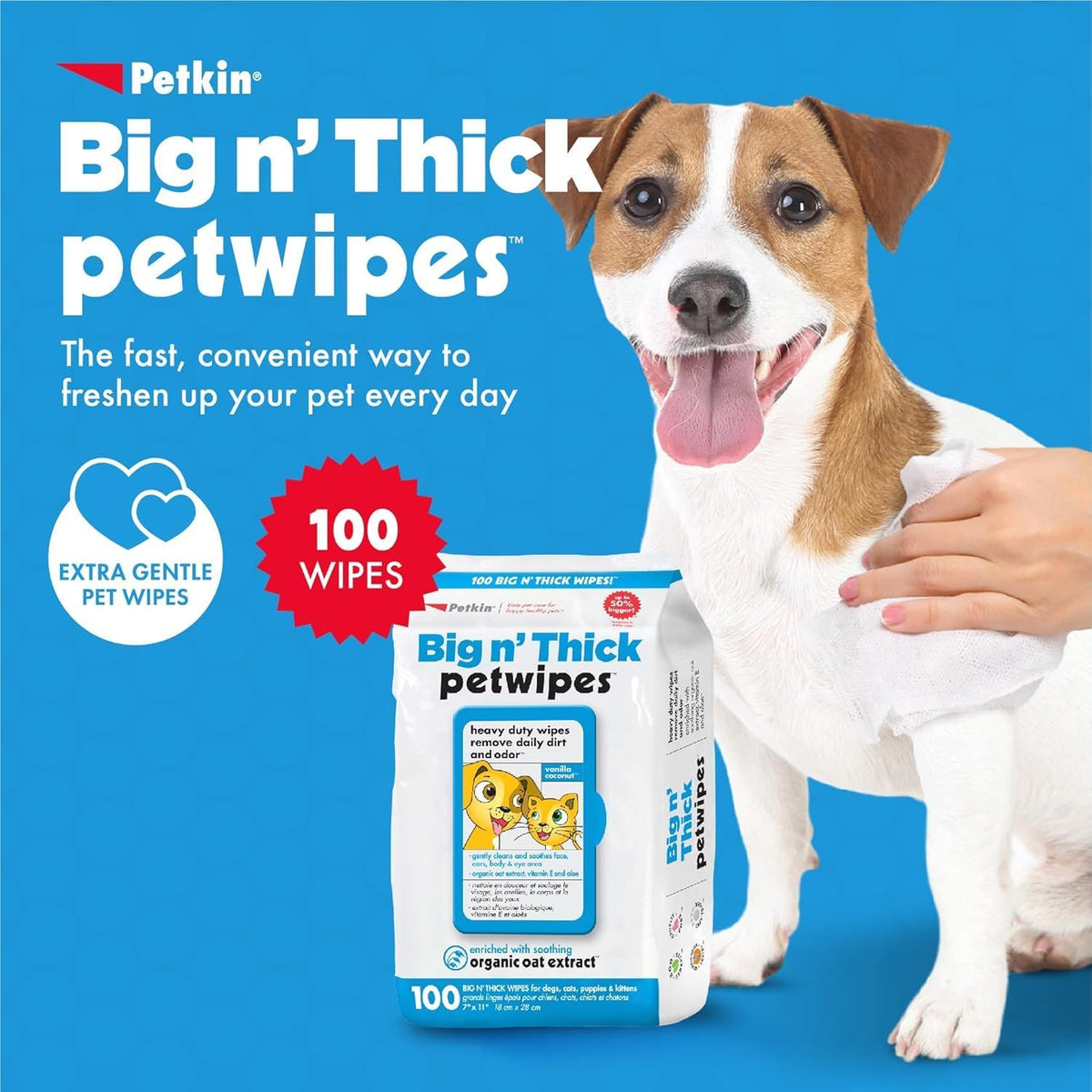Petkin Big N' Thick Petwipes 100 ct 