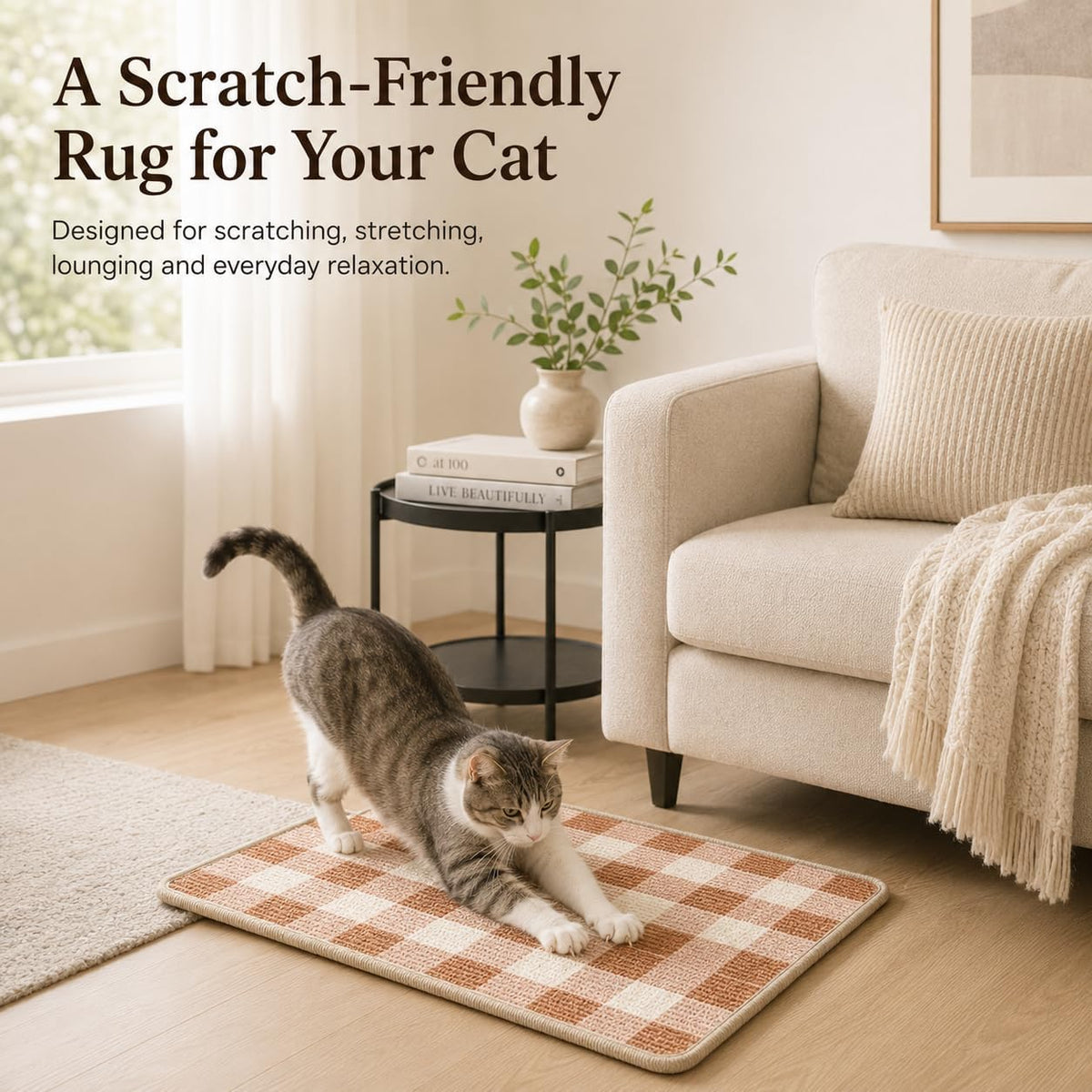 Cat Scratcher Mat, Natural Sisal Cat Scratch Pad for Cats