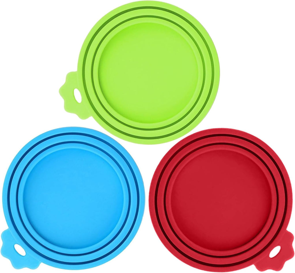 3 Pack Pet Food Can Covers, Silicone Can Lids for Dog & Cat Food