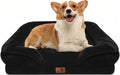 Spotted Play Orthopedic Dog Bed with Sides - Sofa Beds for Small Dogs, Supportive Foam Pet Couch Bed with Washable Removable Cover, Waterproof Lining and Non-Slip Bottom, Black - S