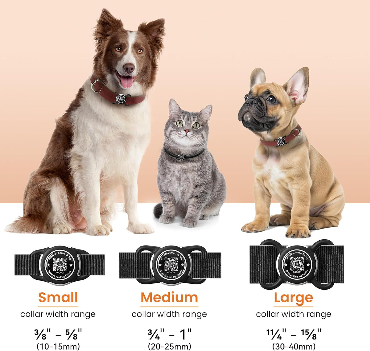 Waterproof AirTag Dog Collar Holder for Apple Tracker QR Code Case Black