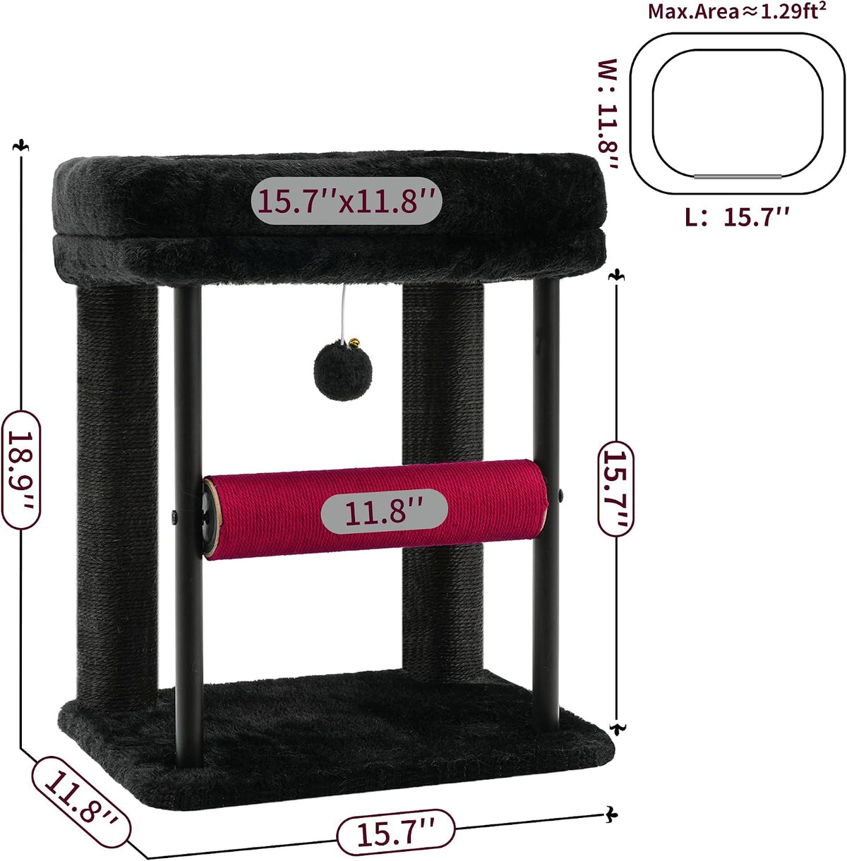 Hey-brother Cat Tree, Sturdy Tower with Sisal-Wrapped Columns, MPJ010SBR