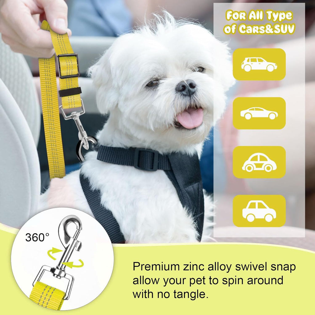 BWOGUE Dog Seat Belt for Car, Headrest Restraint Bungee Lead, Yellow