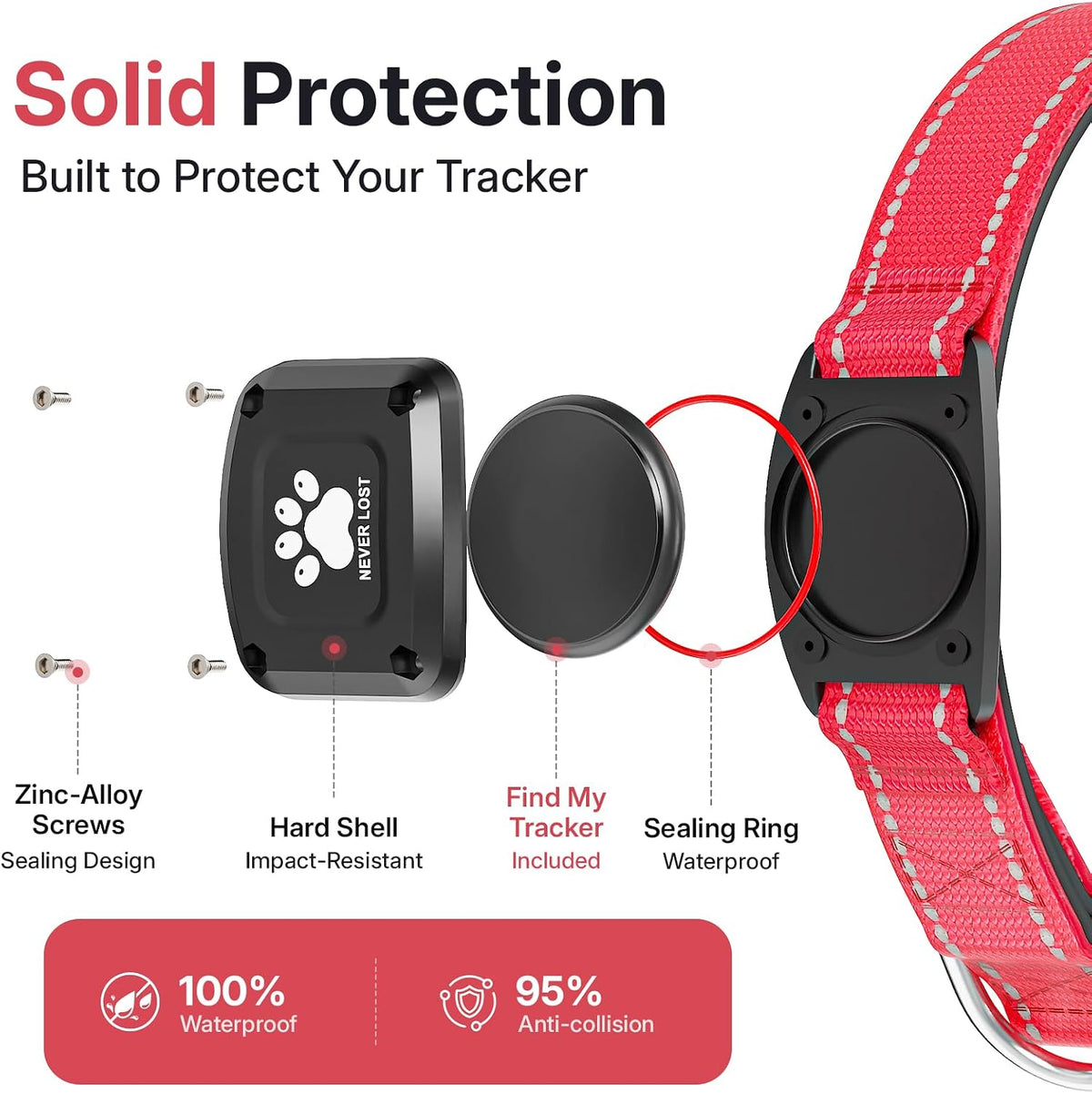 GPS Dog Collar with Tracker, Waterproof, No Monthly Fee, Red, XS