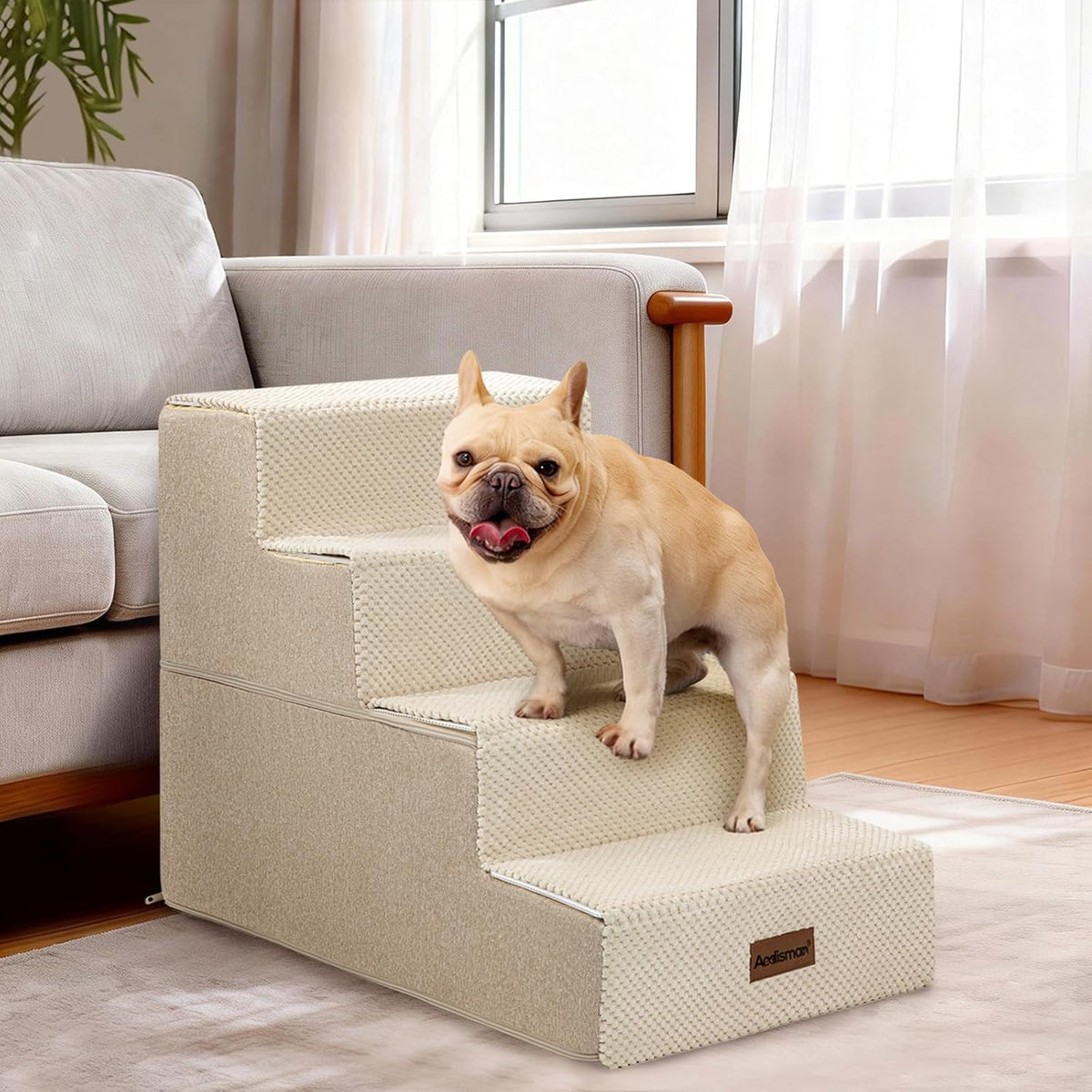 Aodisman Dog Steps for Bed or Couch,4-Step Pet Stairs for Small Dogs & Cats