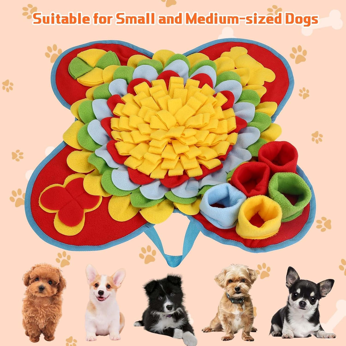 Snuffle Mat for Small Medium Dogs Nose Smell Training, Muilticolor