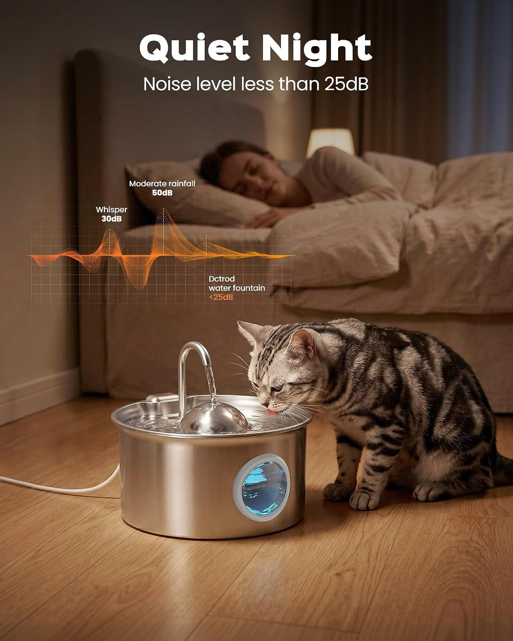 Pet Water Fountain Stainless Steel: 8 Filters + 8 Sponges Cat Fountains