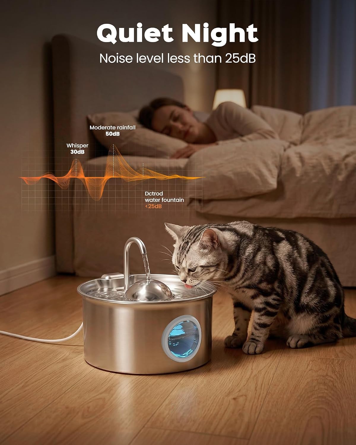Pet Water Fountain Stainless Steel: 8 Filters + 8 Sponges Cat Fountains