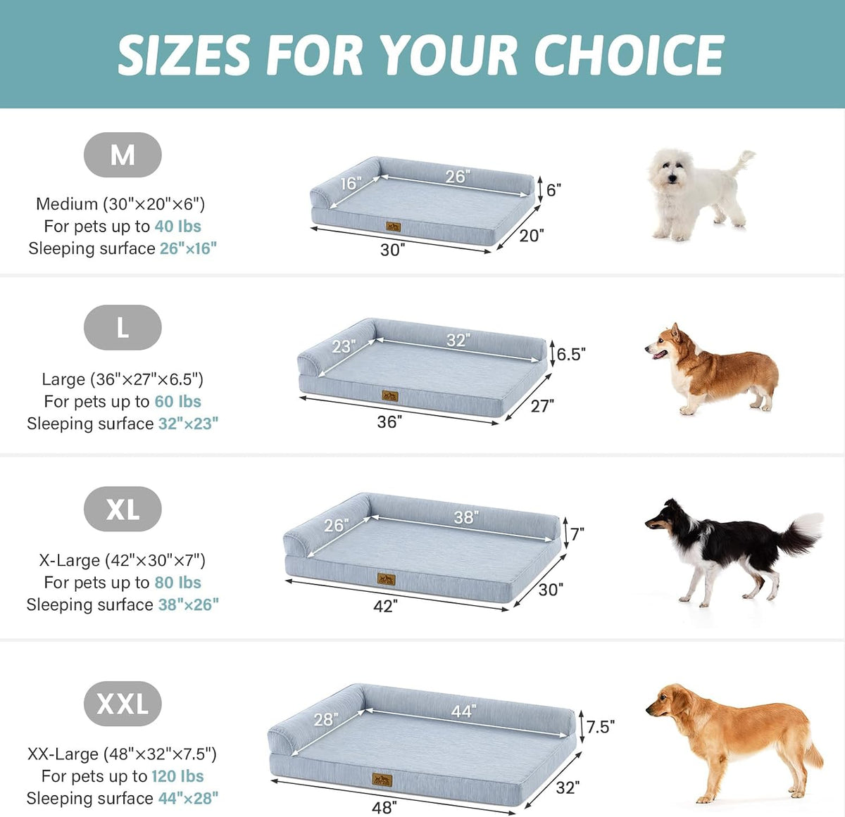 COZY KISS Cooling Dog Bed, Q-Max >0.4 Orthopedic Foam Dog Bed with Sides