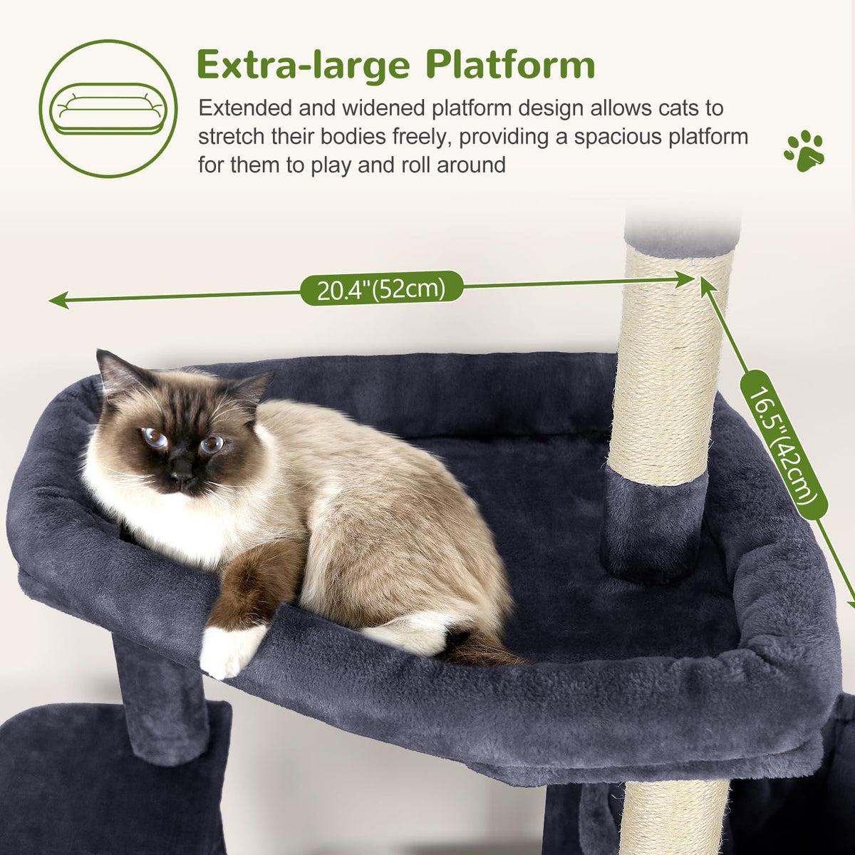 Globlazer Sturdy Cat Tree for Indoor Cats 20 lbs, S68, Dark Grey