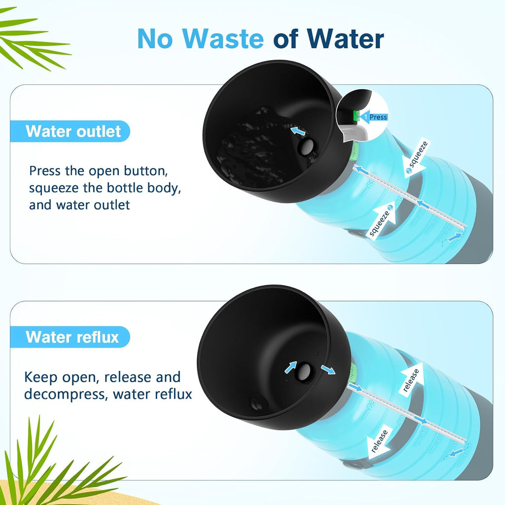 Pecute Upgraded 22 oz Dog Water Bottle with 5 oz Food Container, Portable Dog Travel Water Bottle Dispenser, Leakproof, BPA Free, Lightweight, Pet Water Bottle Bowl for Outdoor Walking Hiking Camping | Portable, Leakproof, BPA Free, Foldable bowl, Ligh...