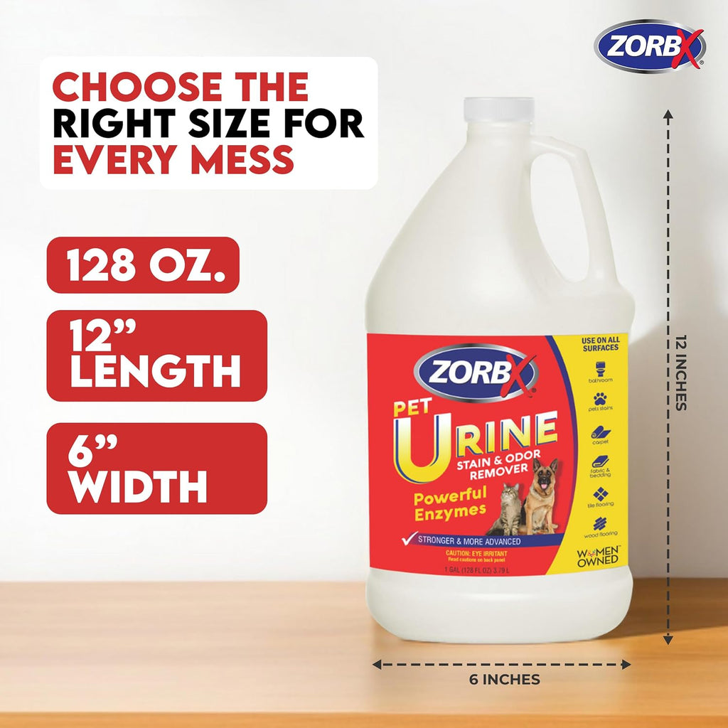 ZORBX Powerful Enzyme Pet Urine Stain & Odor Remover 128 Oz