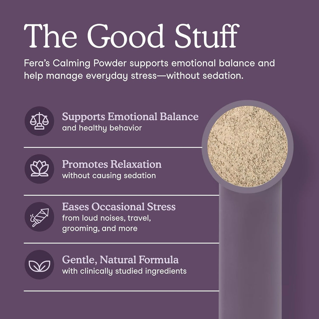 Fera Pets Dog & Cat Calming Supplement - Pet Relaxation Powder, 60 Scoops