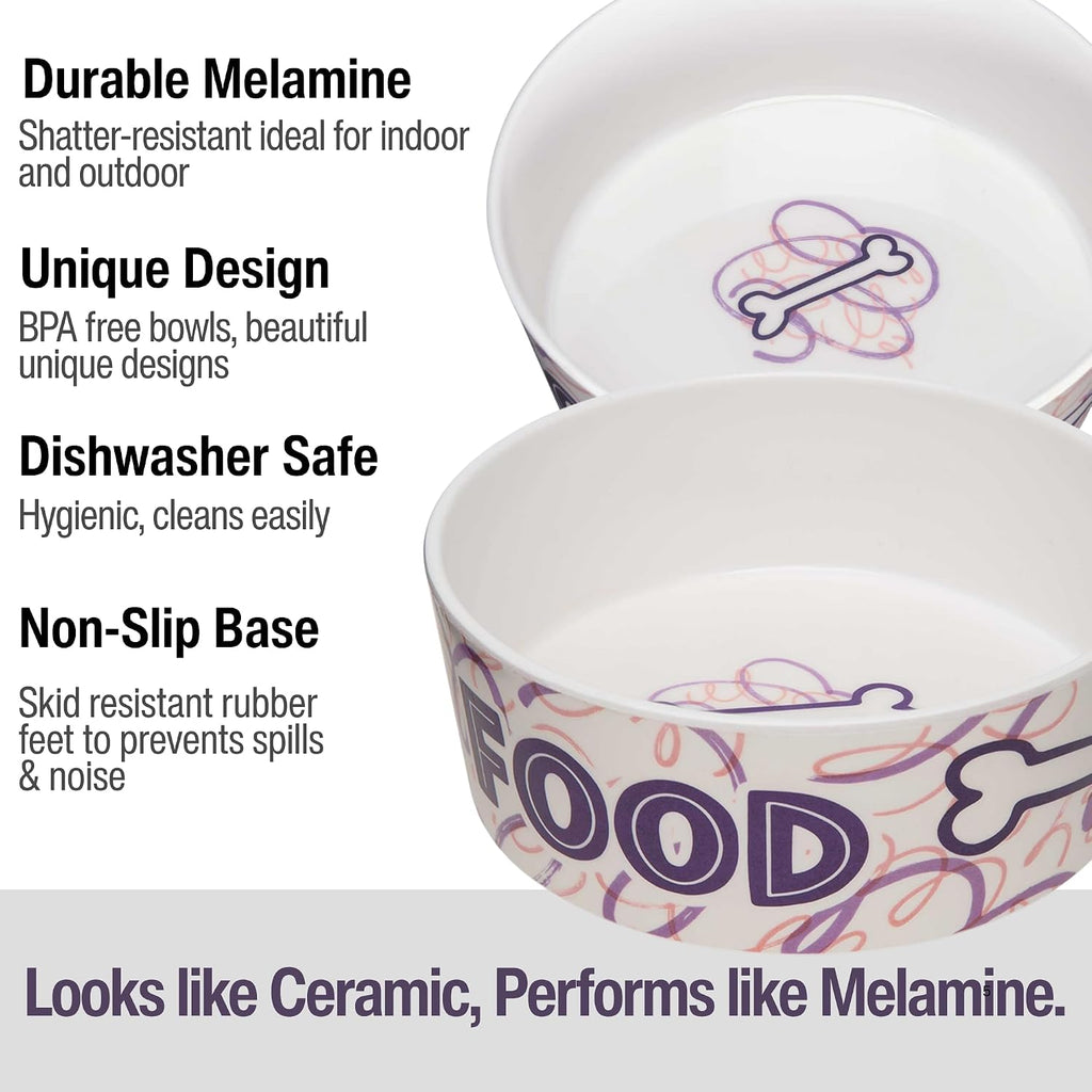 Loving Pets Dolce Moderno Ceramic Look Dog Bowl – Modern Melamine Dog Food Bowl & Dog Water Bowl – Durable, Non-Slip Pet Dish for Small & Medium Dogs – Dishwasher Safe Dog Bowl (Large, 47 oz)